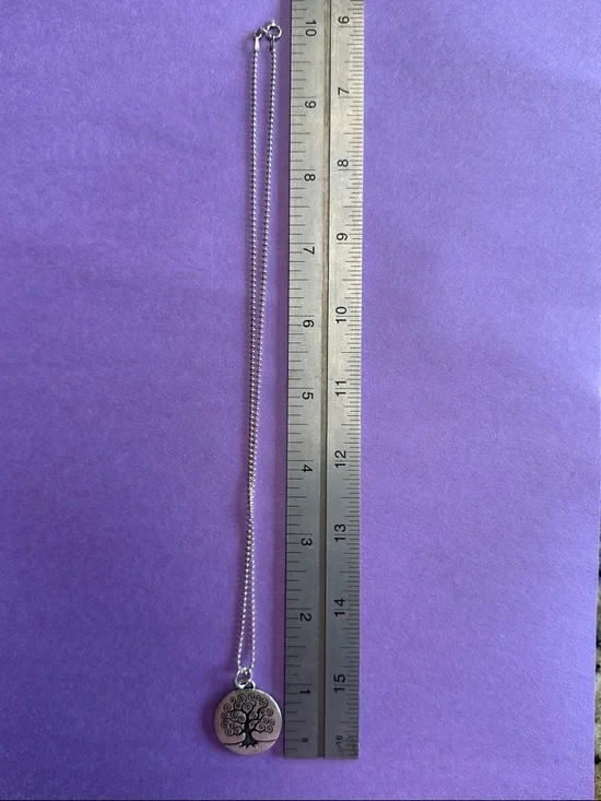 Tree of Life Round Pendant Necklace - Silver Tone - Picture 2 of 2